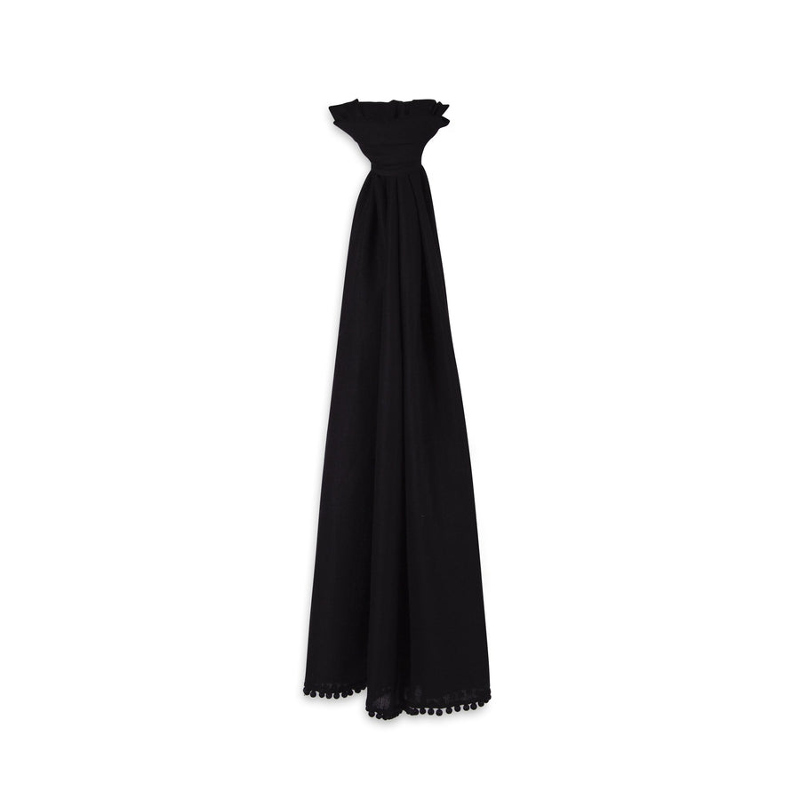 turvi-womens-mini-herring-bone-pom-pom-spring-summer-scarf-cashmere-silk-black-2021