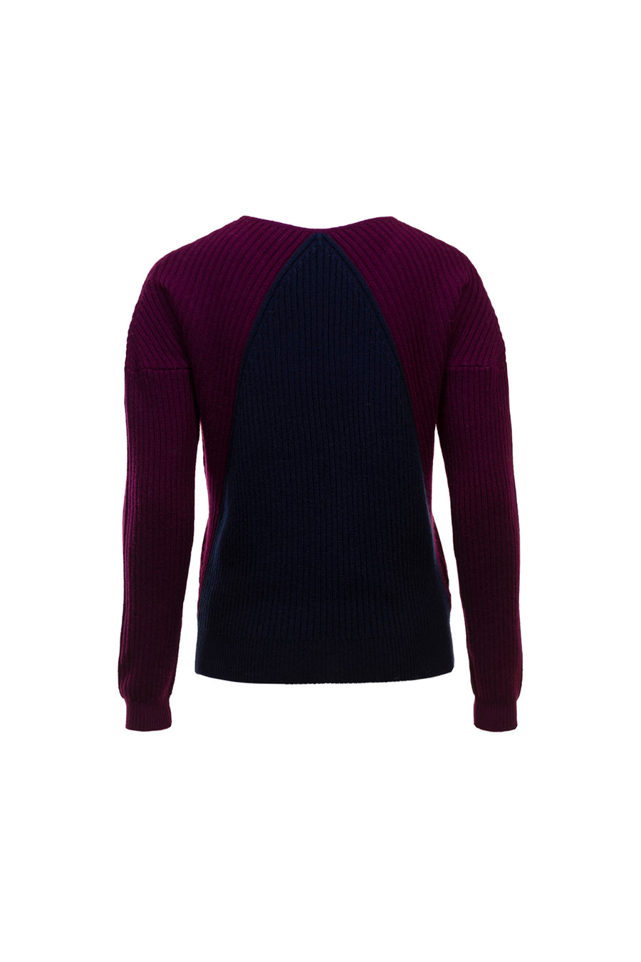 Women's Wool Cashmere Multi Ribbed V Neck Sweater