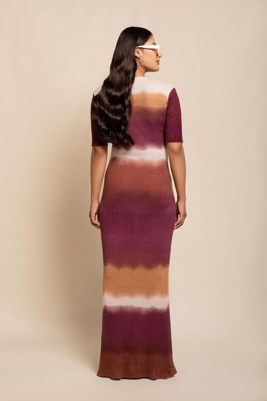 Women's Silk Wool Cashmere Multi Ribbed Dress