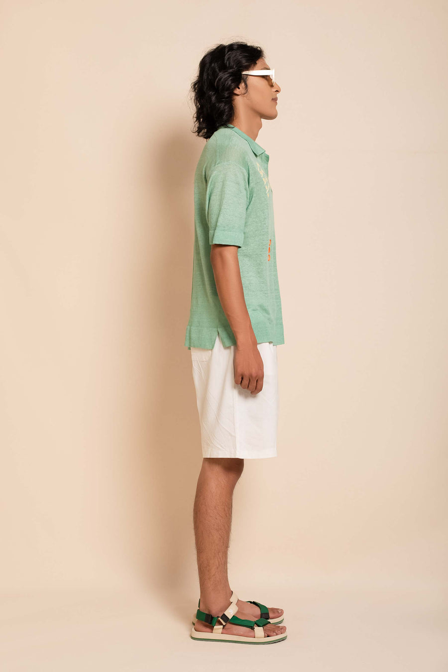 Linen Textured Embroidered Polo