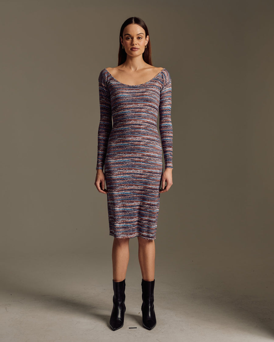 Women's Silk Wool Cashmere Textured Printed Dress
